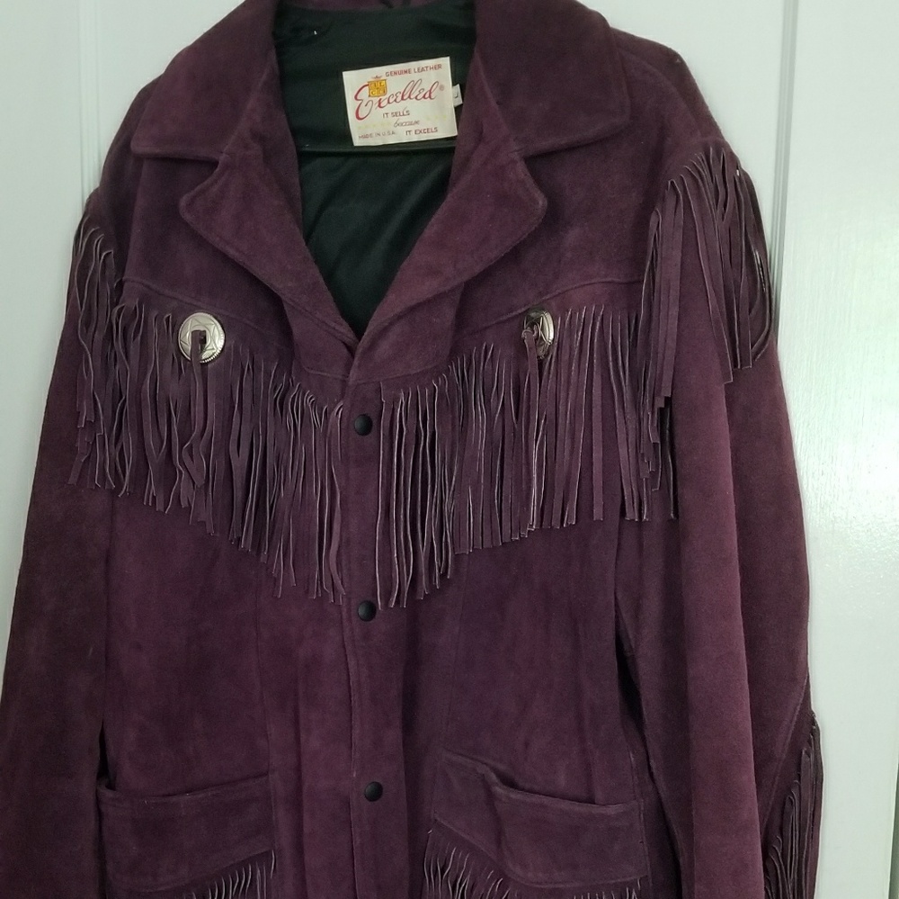Excelled Vintage 80's Purple Fringe Suede Jacket